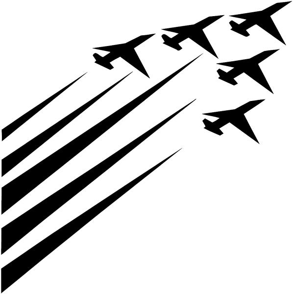Jets flying in formation vinyl sticker. Customize on line. Aeroplanes And Space Travel 002-0074 